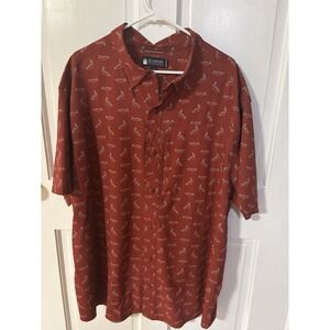 Alaska Hardgear Mens 2XL S/S Button Up Lightweight Poly Spandex Fish Print Shirt